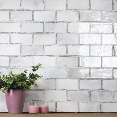 Faïence effet brique nanda tiles manhattan sedate white 7,5*15 brillant