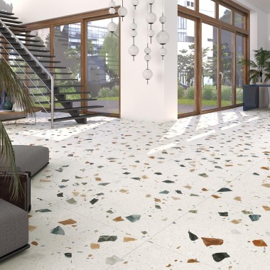 Carrelage effet terazzo arcana stracciatella nacar naturel